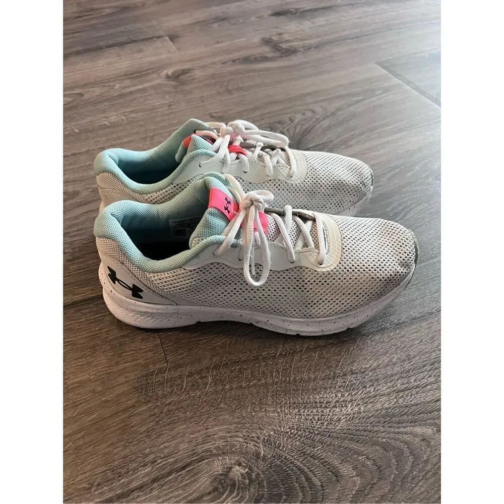 Under Armour Shadwo Pint Splatter Running Shoes Womens Sz 8 White Trainers